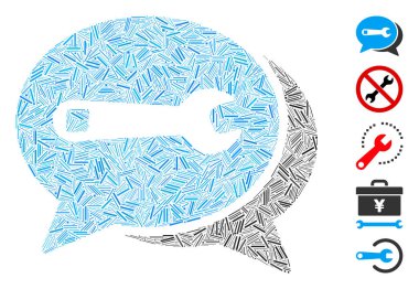 Hat mozaik tamir sohbet simgesi değişken boyutlarda ve renk renklerinde düz ögelerden birleşti. Vektör hattı ögeleri soyut bileşim onarım sohbet simgesi olarak birleştirilir. İkramiye simgeleri eklendi.