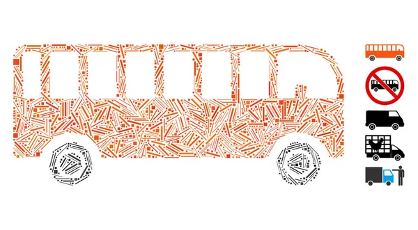 Icono Bus Collage Lineal Diseñado Partir Artículos Estrechos Varios Tamaños — Vector de stock