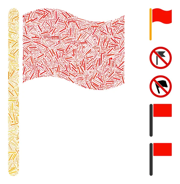 Collage Lineal Ondeando Icono Bandera Unida Elementos Delgados Diferentes Tamaños — Vector de stock