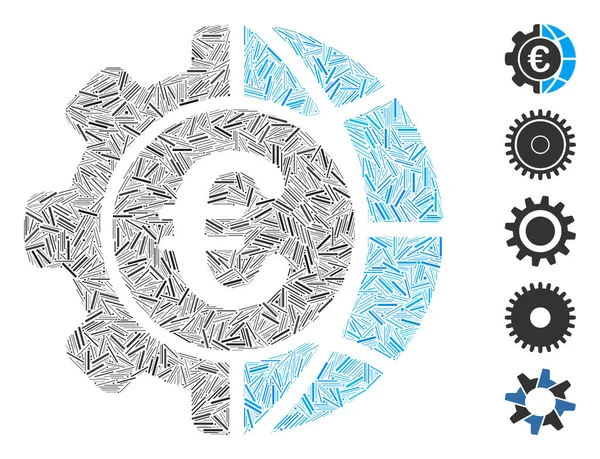 Γραμμικό Ψηφιδωτό Euro Global Industry Icon Οργανωμένο Από Ίσια Στοιχεία — Διανυσματικό Αρχείο
