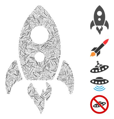 Çeşitli boyutlarda ve renk renklerinde dar ögelerden inşa edilmiş mozaik başlangıç roket simgesini aç. Vektör kapağı ögeleri soyut mozaik başlangıç roket simgesi olarak gruplandırılır. İkramiye simgeleri eklendi.