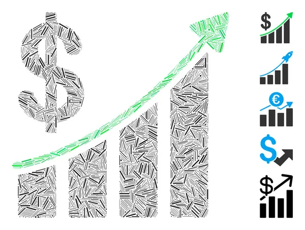Lineare Mosaik Trend Symbol Vereint Aus Dünnen Artikeln Zufälligen Größen — Stockvektor