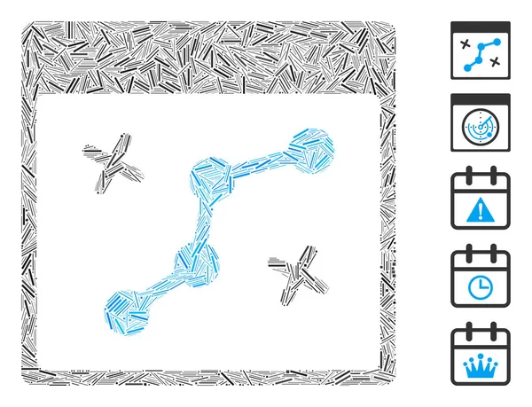 Línea Puntos Ruta Mosaico Icono Página Del Calendario Organizado Partir — Vector de stock