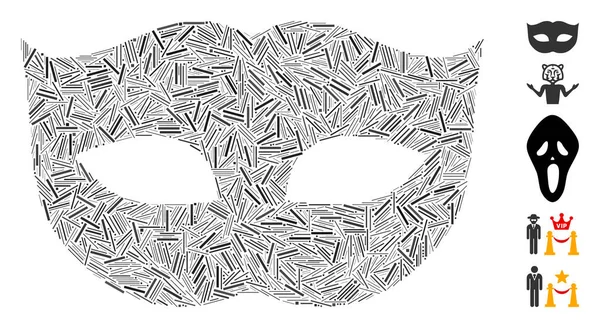 Hatch Mosaico Máscara Privacidad Icono Unido Elementos Estrechos Diferentes Tamaños — Vector de stock