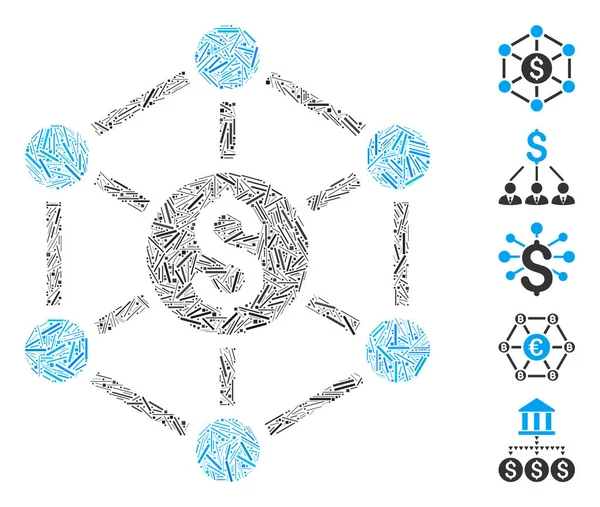 Hatch Mosaik Finanziellen Radialen Schema Symbol Aus Geraden Elementen Verschiedenen — Stockvektor