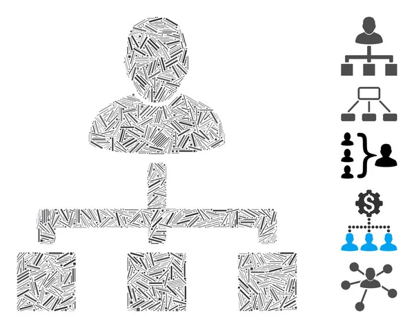 Піктограма Ієрархії Лінійних Мозаїк Єднана Вузьких Елементів Різного Розміру Кольору — стоковий вектор