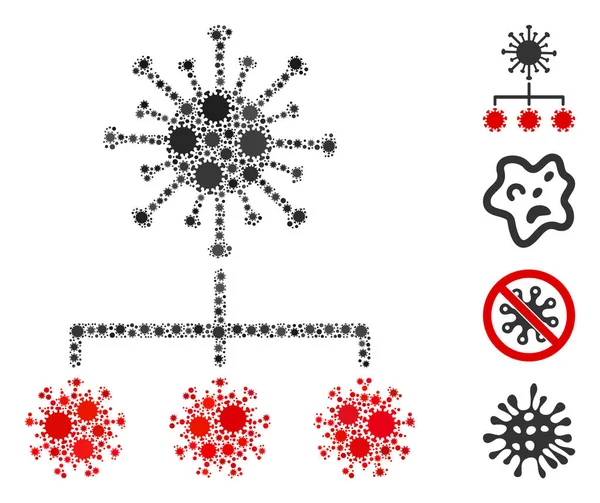 Virus Replication Collage of CoronaVirus Icons — стоковий вектор