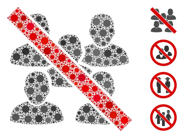 Kelompok Sosial Terlarang Kolase Elemen CoronaVirus - Stok Vektor