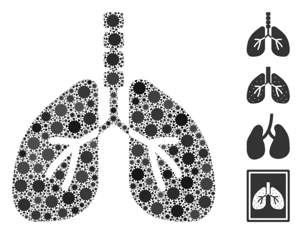 Sistema de respiración mosaico de elementos CoronaVirus — Vector de stock