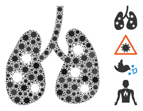 Pneumonie virale Collage des éléments du coronavirus — Image vectorielle