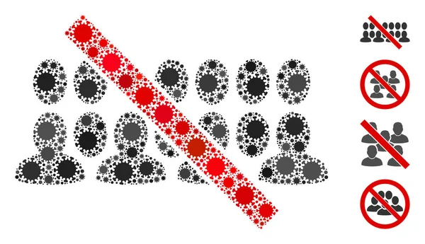 Verboden Mensen Groep Collage van CoronaVirus Items — Stockvector