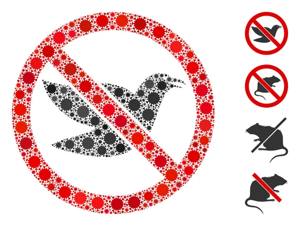 Stop Birds Mosaic of CoronaVirus Iconos — Vector de stock