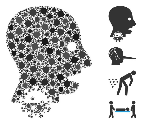 Ból gardła Mozaika Pierwiastków Koronawirusowych — Wektor stockowy