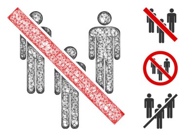 Yasak Erkekler Grubu Çokgen Web Vektör Ağ İllüstrasyonu