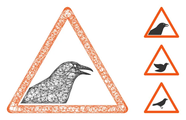 Advertencia de aves Web poligonal Vector Mesh Illustration — Archivo Imágenes Vectoriales