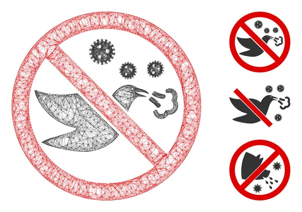 Заборонений пташиний грип багатокутний веб Векторна сітка Ілюстрація — стоковий вектор