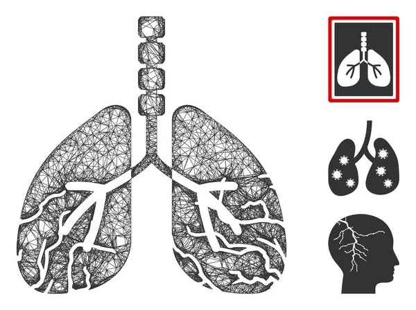 Płuca Rak Wielokątna sieć wektorowa Ilustracja — Wektor stockowy