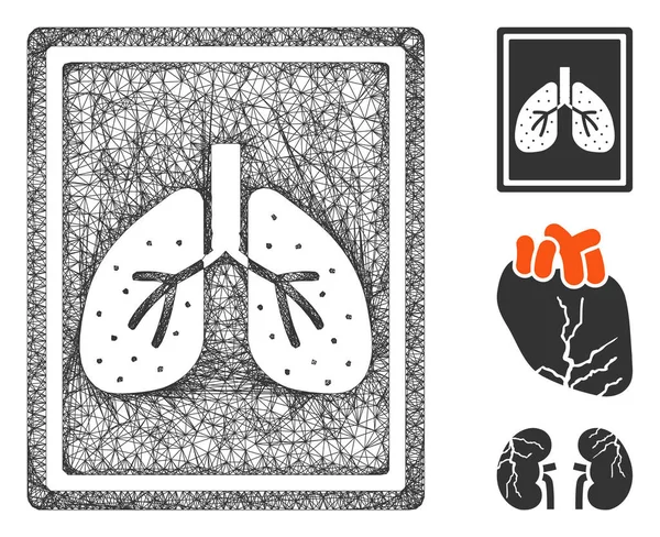 Fluorographie pulmonaire Illustration de maille vectorielle Web polygonale — Image vectorielle