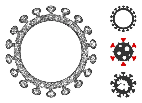 Virüs Kabuğu Çokgen Web Vektörü Ağ Çizimi — Stok Vektör