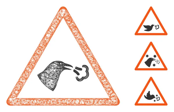 Warnung vor Vogelgrippe Polygonales Webvektornetz Illustration — Stockvektor