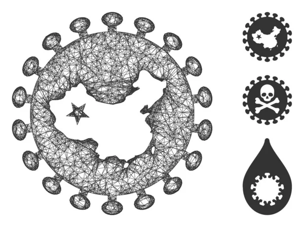 Illustration polygonale de maille vectorielle de Web de virus chinois — Image vectorielle