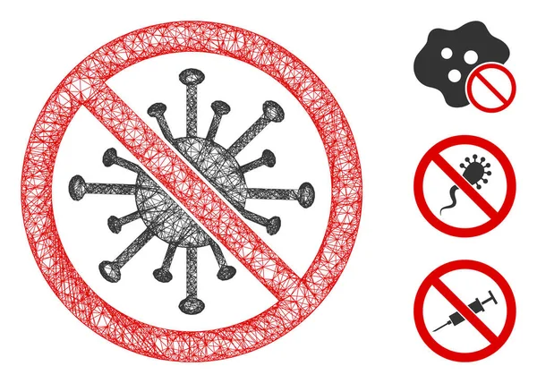 Stop Ilustrasi Mesh Poligonal Web Coronavirus - Stok Vektor