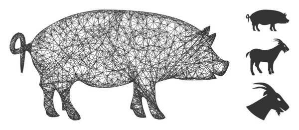 Vektorová síťová ilustrace prasečí polygonální sítě — Stockový vektor