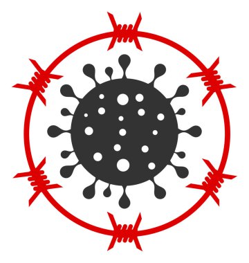 Vektör Düz Coronavirüs Dikenli Tel Simgesi