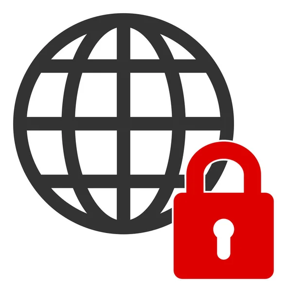 Raster Flat Globe Lock Icon — Stock Photo, Image