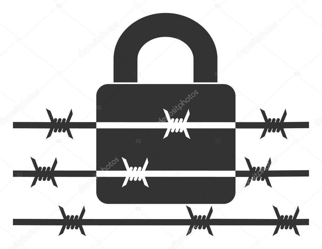 Raster Flat Barbed Wire Lock Icon
