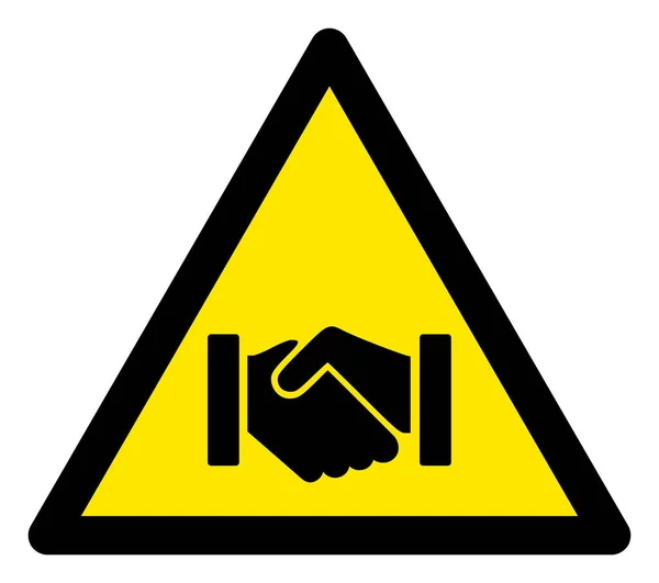 Vector plano apretón de manos icono de advertencia — Archivo Imágenes Vectoriales
