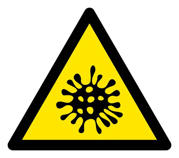 Icono de advertencia de microbio plano vectorial — Archivo Imágenes Vectoriales