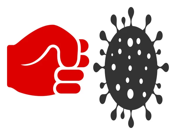 Raster Flat Coronavirus Fist Strike Icon — стокове фото