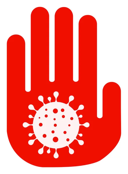 Raster Flat Stop Covid-19 Hand-Symbol — Stockfoto