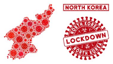 Mozaik Kuzey Kore Haritası ve Tehlike Kilitleme Damgaları
