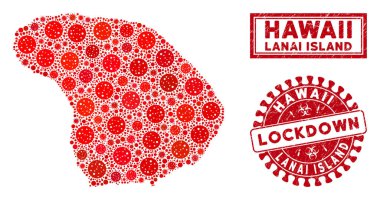 Mozaik Lanai Adası Haritası ve Tehlike Kapatma Damgaları