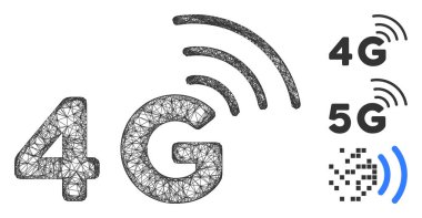 4G Çokgen Web Vektör Ağ İllüstrasyonu