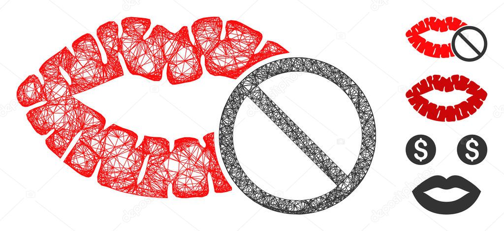 Stop Love Kiss Polygonal Web Vector Mesh Illustration