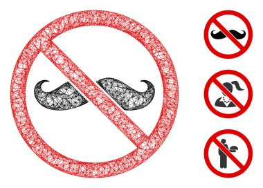 Kıvırcık Bıyık Çokgen Web Vektör Ağı Çizimi Yok