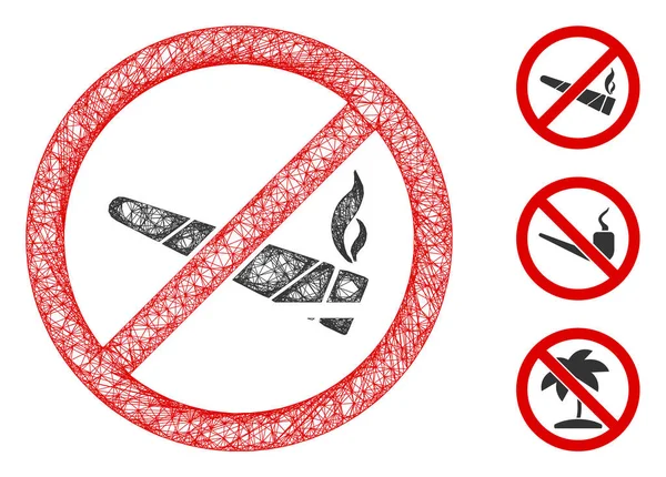 No Smoking Cannabis Polygonal Web Vector Mesh Illustration — Stockvector