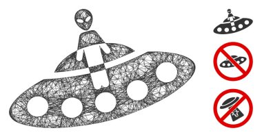 UFO Çokgen Web Vektör Ağ İllüstrasyonunda