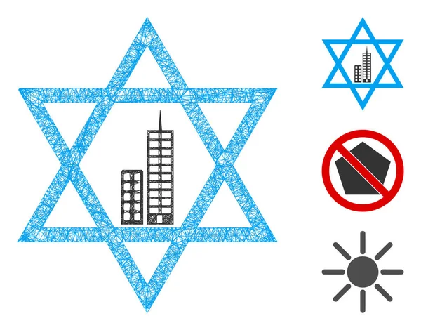Illustration polygonale de maille de vecteur Web d'étoile de Jérusalem — Image vectorielle