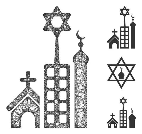 Jeruzalem Stad Polygonale Web Vector Mesh Illustratie — Stockvector