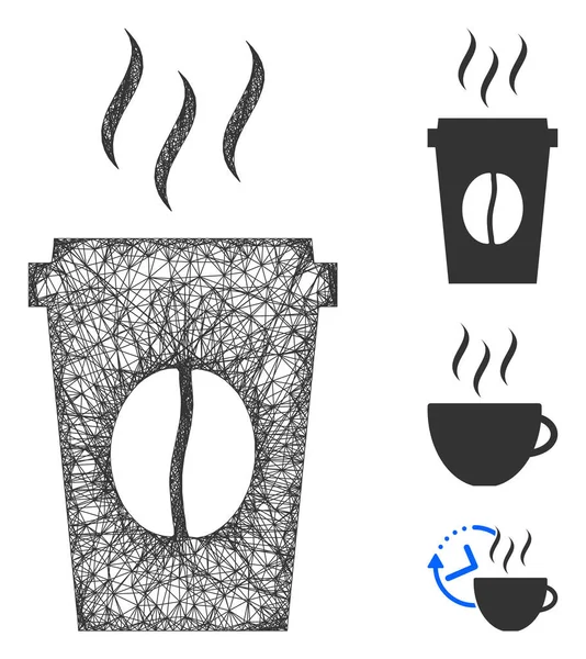 Illustrazione della maglia vettoriale poligonale della tazza di caffè di carta — Vettoriale Stock