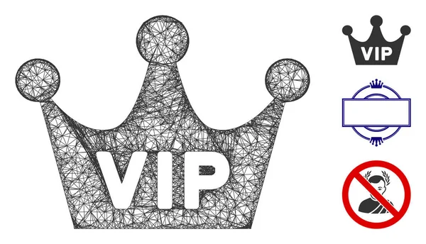 VIP Crown Polygonal Web Vector Mesh Illustration — Stock Vector