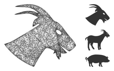 Keçi Başı Çokgen Web Vektörü Ağ İllüstrasyonu