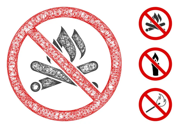 No Campfire Poligonal Web Vector Mesh Illustration — Vector de stock