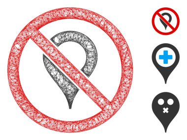 Harita İşaretleyici Çokgen Web Vektör Ağ İllüstrasyonu Yok