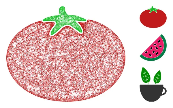 Ilustración de malla vectorial web poligonal de tomate — Vector de stock