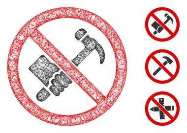Çalışan Çekiç Çokgen Web Vektör Ağ İllüstrasyonu Yok